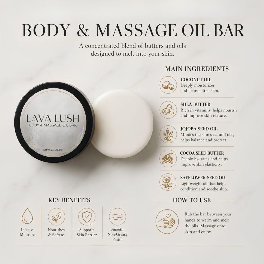 Lava Lush - Solid Body and Massage Oil Bar